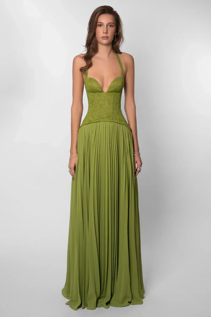 Women's Wedding Guest Maxi Dress | Halter Pleat