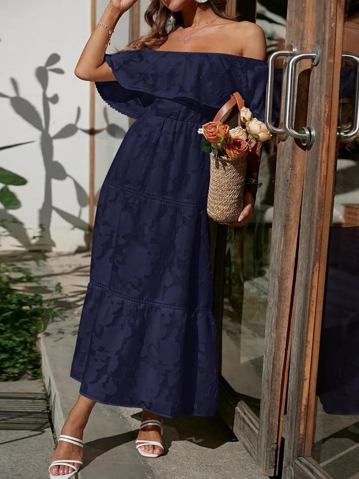 Women's Wedding Guest Midi Dress | Tiered Off-Shoulder