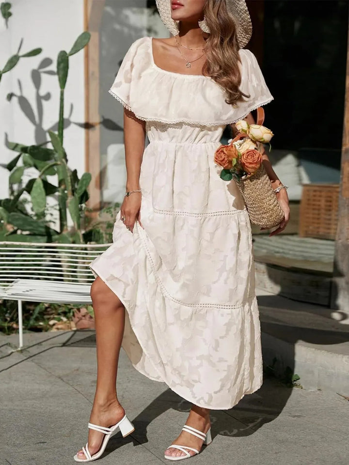 Women's Wedding Guest Midi Dress | Tiered Off-Shoulder
