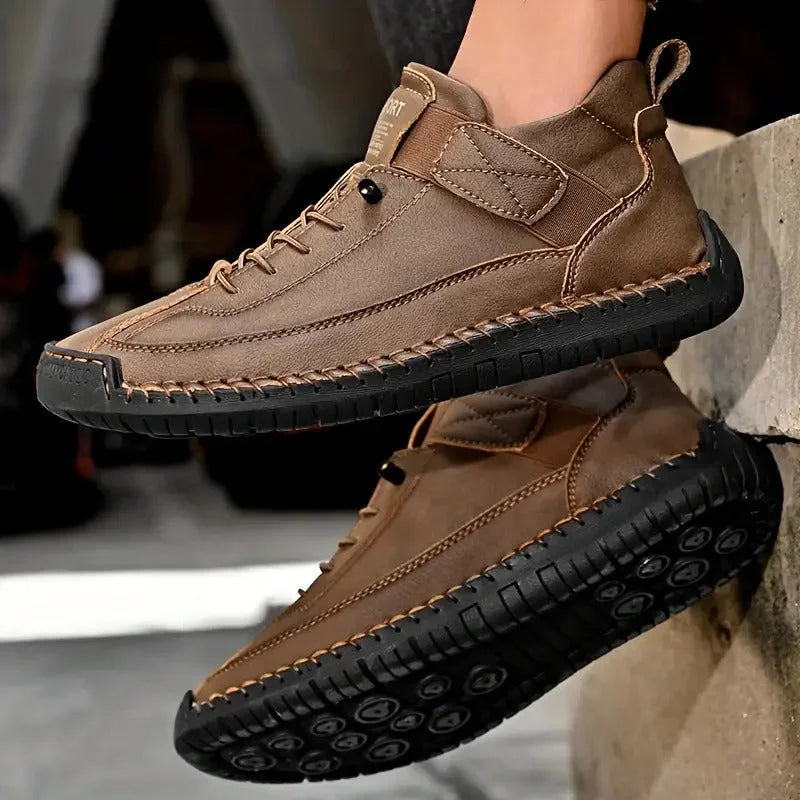 Women's panelled lace-up sneakers with ankle strap and flat sole