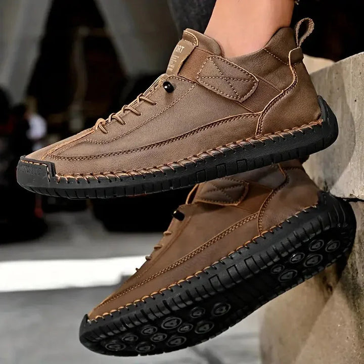 Women's panelled lace-up sneakers with ankle strap and flat sole