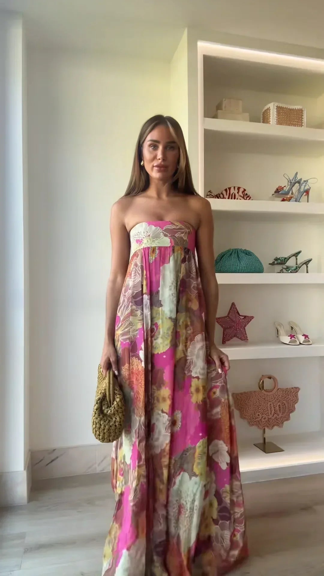 Women's Wedding Guest Maxi Dress | Floral Strapless