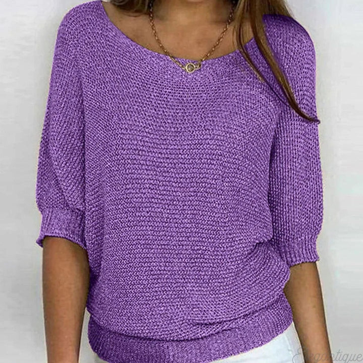 Wynne | Women's Elegant Relaxed Crewneck Knit Sweater