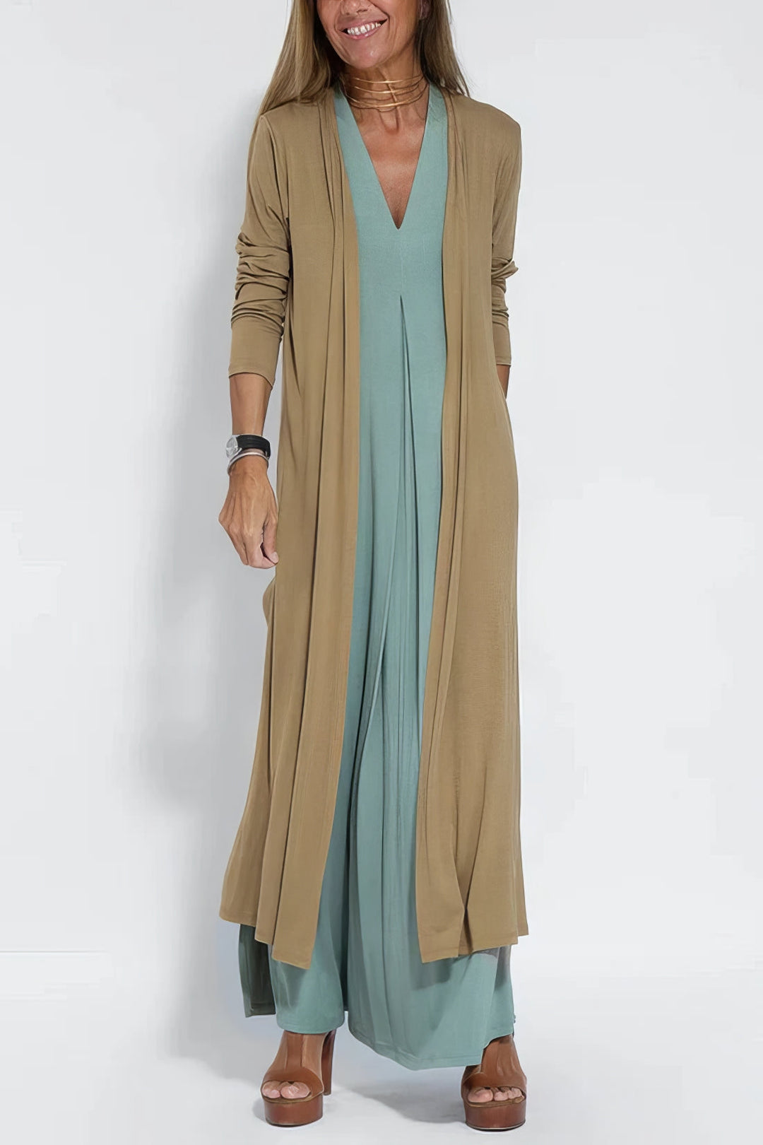 Women's Two-Piece Set | Cardigan Maxi