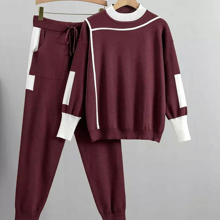 Zinnia | Women's Casual Knit Two-Piece Sweater Pants Set Drawstring Jogger
