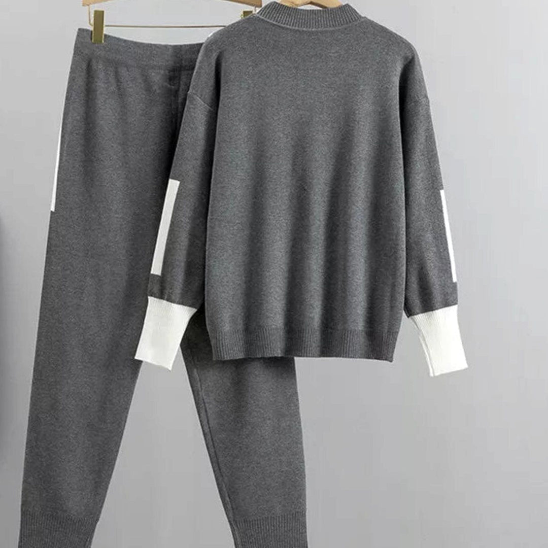 Zinnia | Women's Casual Knit Two-Piece Sweater Pants Set Drawstring Jogger
